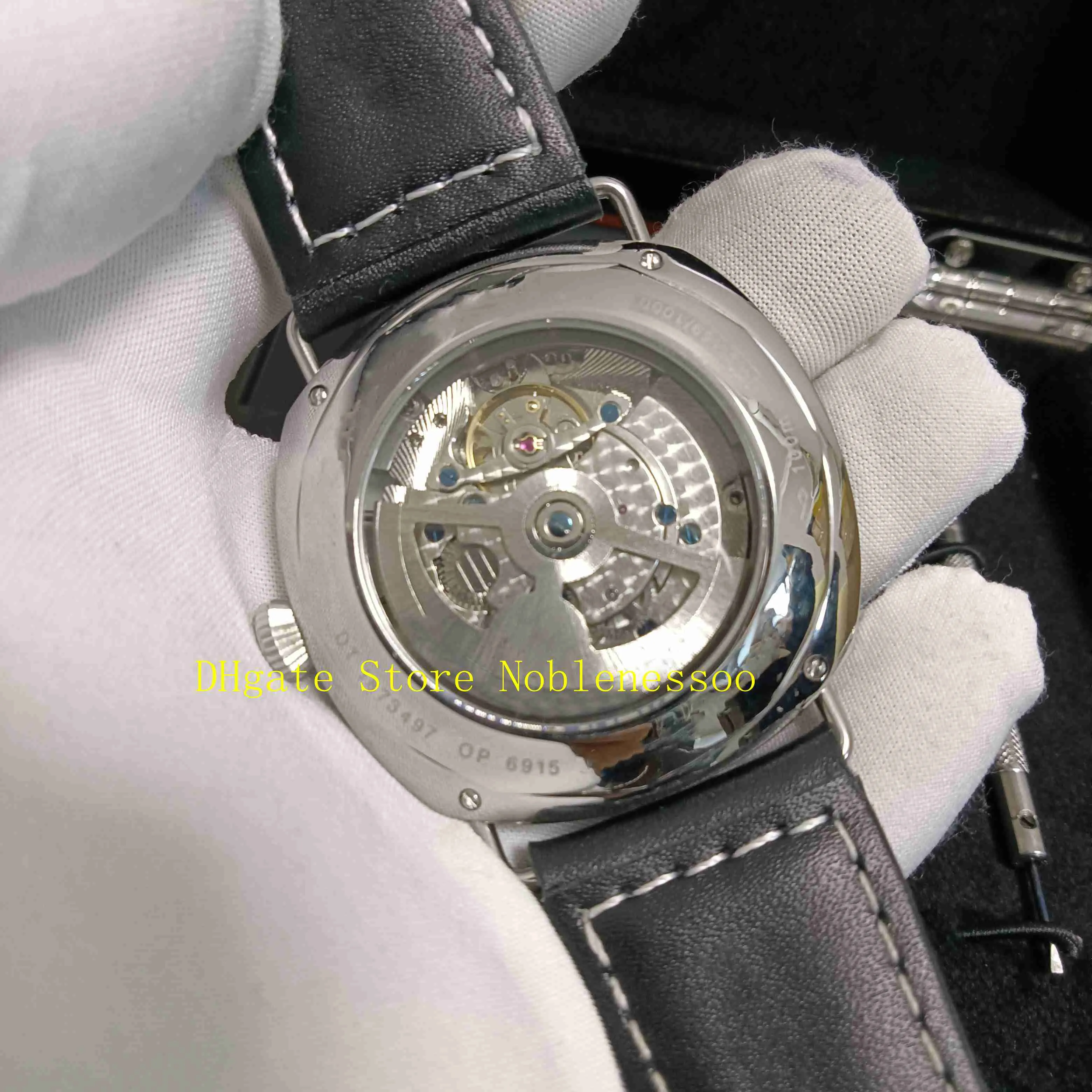 Real Po With Original Box Watch Mens Black Dial Stainless Steel Leather Strap PAM 00754 Transparent Back Automatic Mechanical M290x