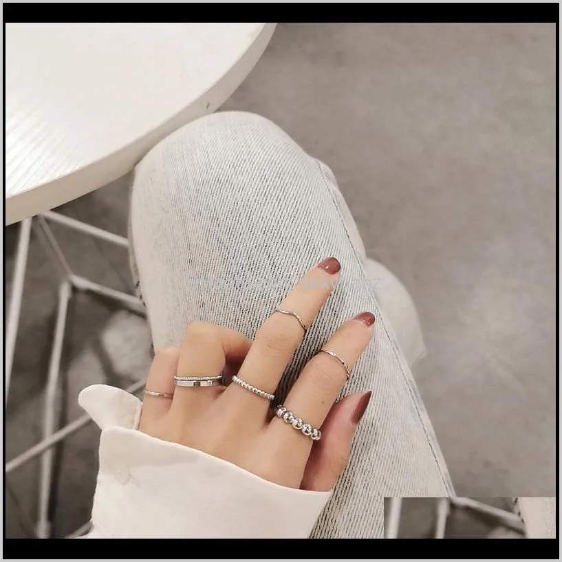 2021new vintage silver gold color mini knuckle rings for women 7pcs/set ring sets bohemian geometric twisted ring