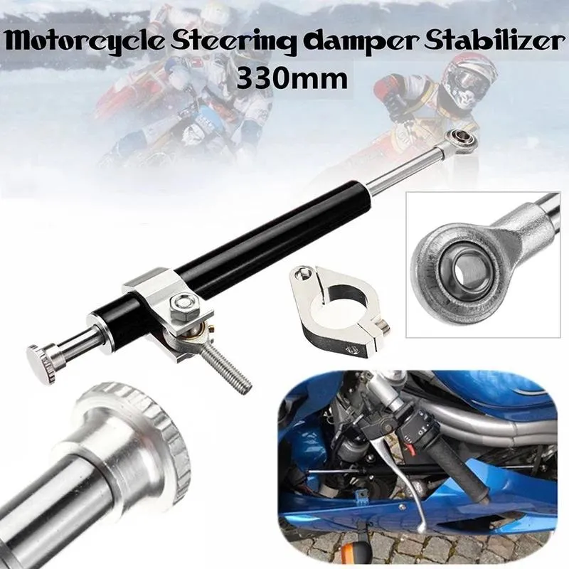 Universal Aluminum Motorcycle Steering Damper Stabilizer 6Way Adjust