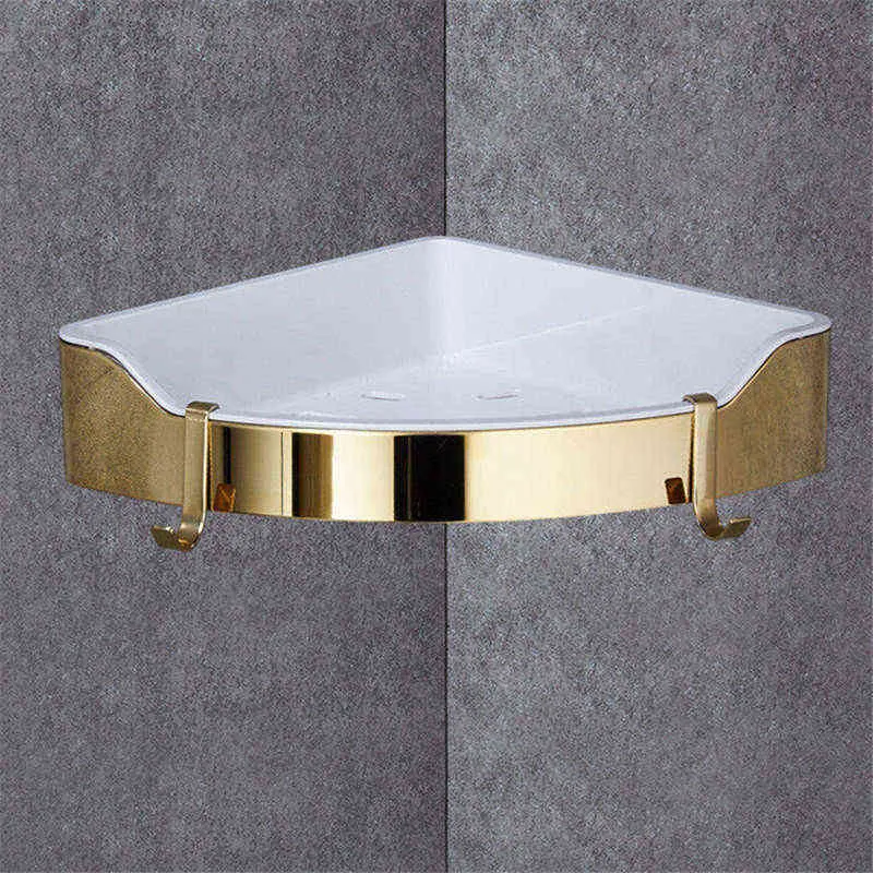 Golden-Stainless-Steel-ABS-Plastic-Bathroom-Shelves-Brushed-Chrome-Wall-Mount-triangle-Shower-Caddy-Rack-Bath