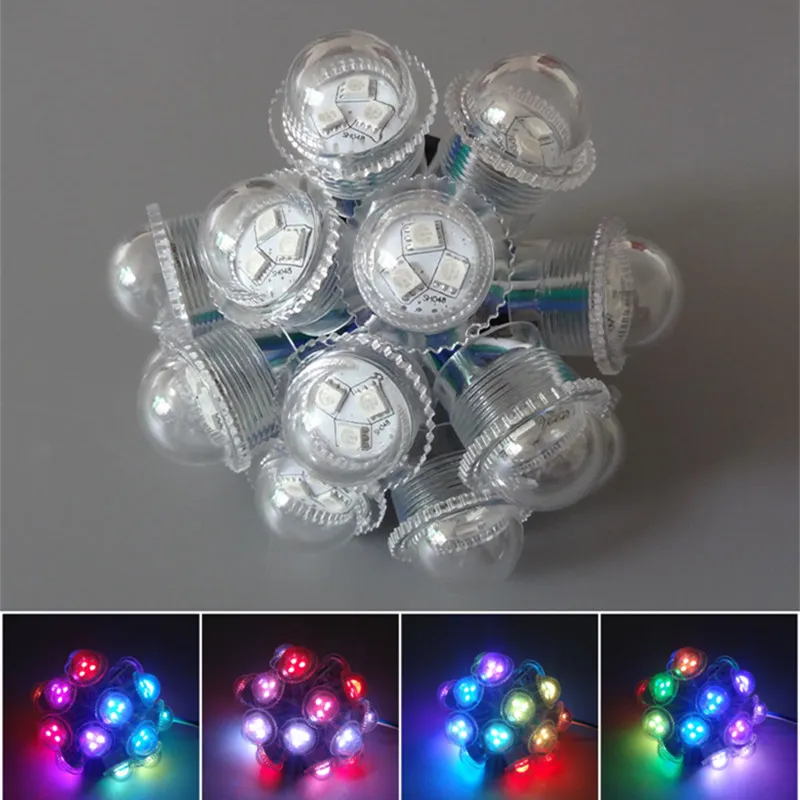 50pcs/lot DC12V WS2811 26mm diameter transparent cover LED Module Exposed Point Light 3 leds 5050 SMD RGB Chips 3led pixel waterproof IP68 free ship 2.0