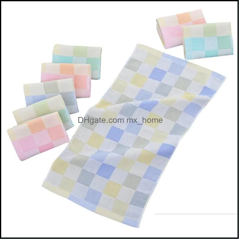 wholesale double gauze childrens towel cotton color check face wipes 25 50cm can be customized logo