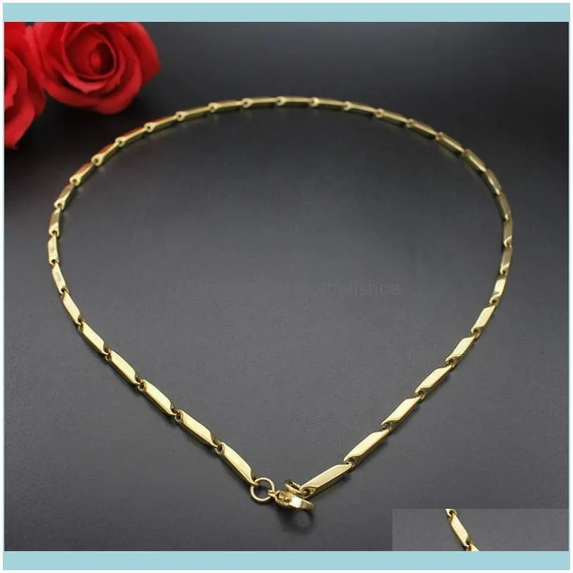 Stainless Steel Chains Necklace For Women Black Gold Color Choker Charms Collier 3mm Width 50-55cm Length