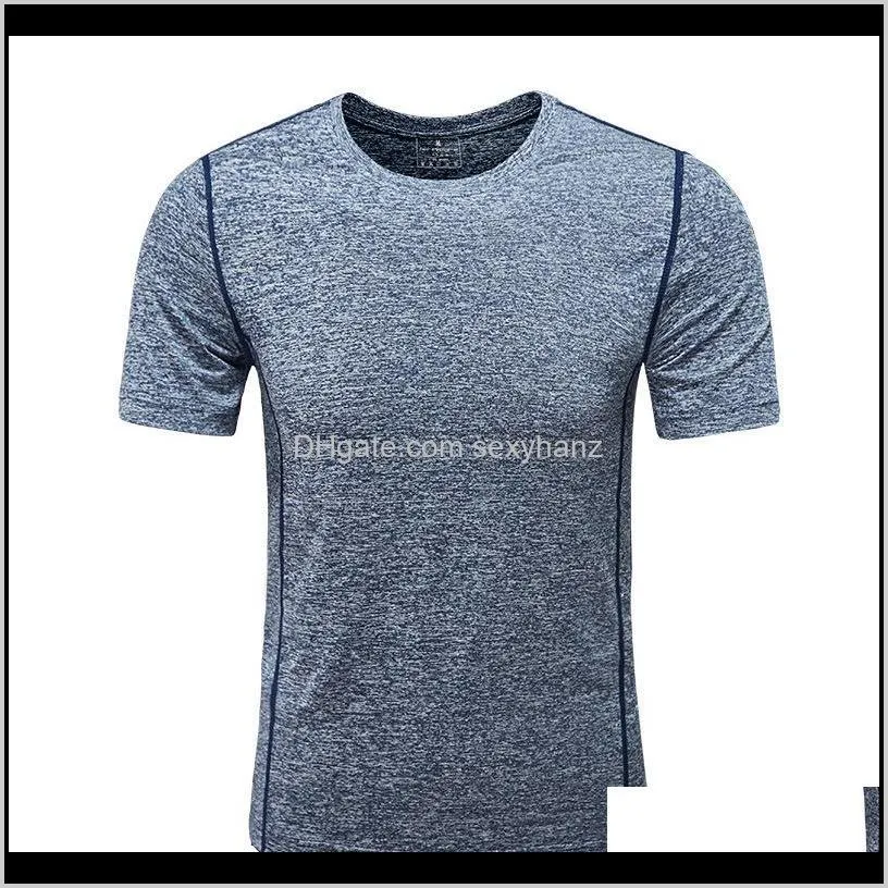 T-shirts Tees S Vêtements Vêtements Drop Delivery 2021 T-shirt à manches courtes pour hommes Slim Solid Color Sports Running Fitness Séchage rapide Round N