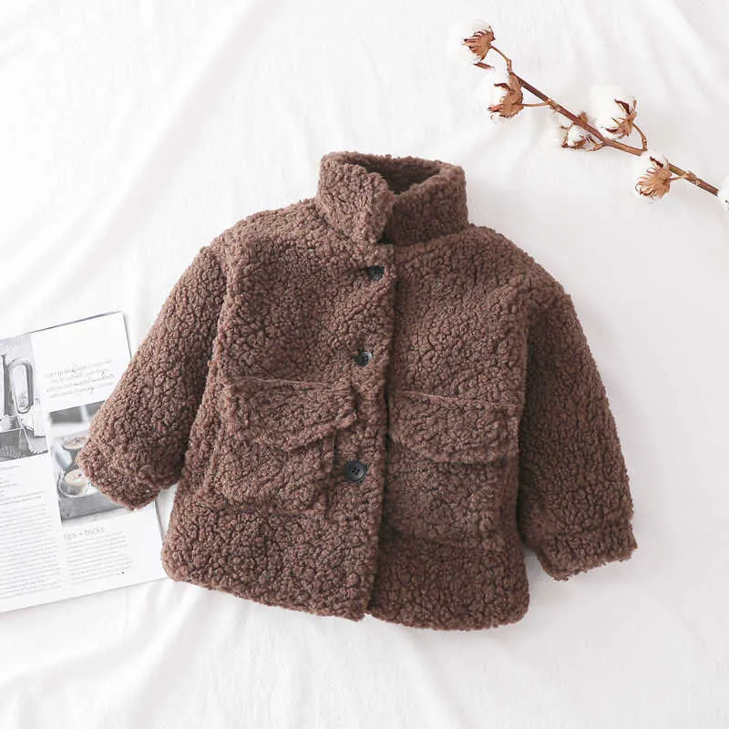 Fashion Baby Girl Boy Winter Jacket Thick Lamb Wool Infant Toddler Child Warm Sheep Like Coat Baby Outwear Cotton 1-8Y H0909