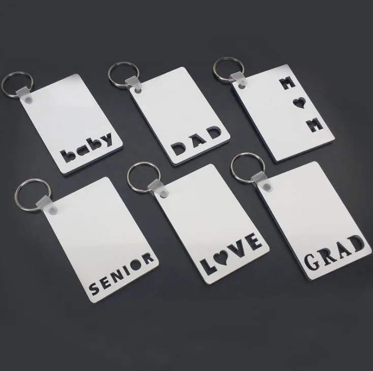 Party Favor Sublimation KeyChain Love Grad Pappa Mamma Senior Key Chain Creative DIY Gift Blank MDF Keyrings In Stock