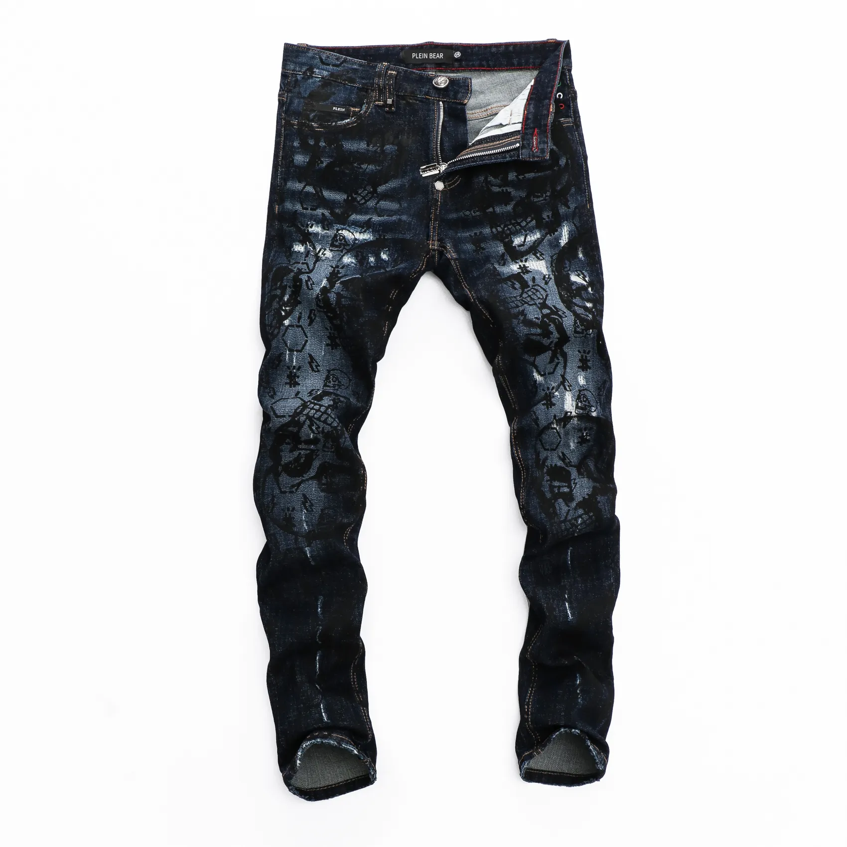 PLEIN BEAR Classic Fashion PP Uomo Jeans Rock Moto Mens Design casual Pantaloni strappati Distressed Skinny Denim Biker Jeans 157514