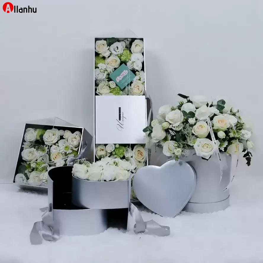 Heart Shaped Double Layer Rotate Flower Chocolate Gift Box DIY Wedding Party Decor Valentine Day Flower Packaging Case DHL WHf23