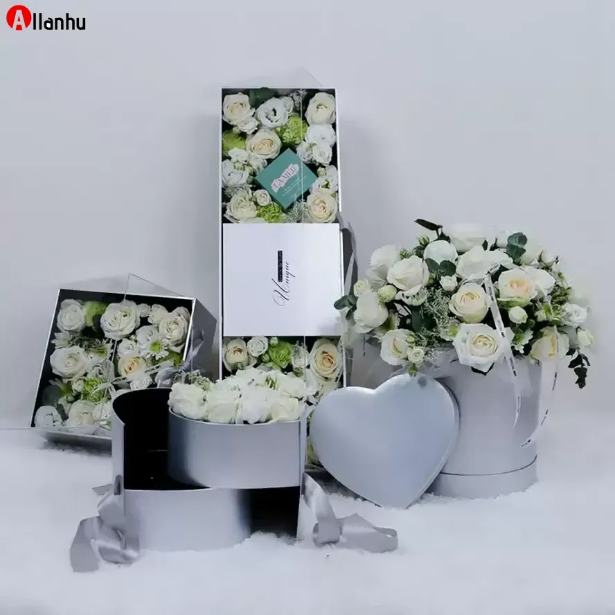 Confezione regalo a forma di cuore a doppio strato con rotazione di fiori Confezione regalo di cioccolato fai-da-te Decorazioni per feste di nozze fai-da-te Confezione di fiori per San Valentino DHL WHf23