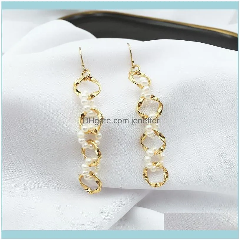 FactoryC8BRout Hook simple fashion hollow 925 irregular Silver long women`s  water pearl earrings show thin face