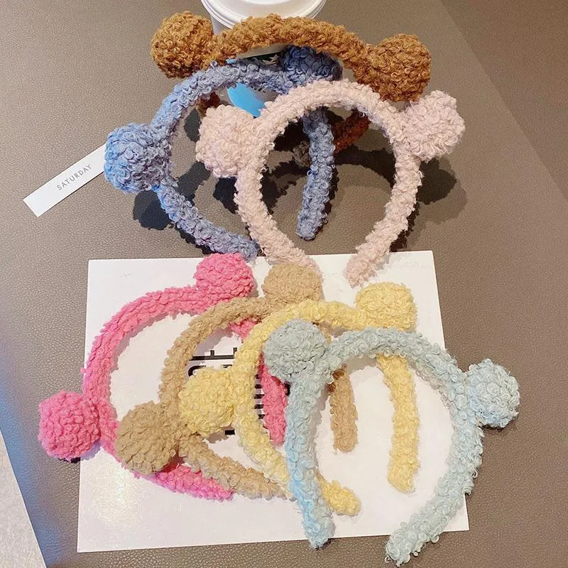 Saç Aksesuarları Kızlar Sevimli Ayı Kulaklar Peluş Basit Hairbands Çocuklar Güzel Süs Kafa Hoops Çocuk Moda