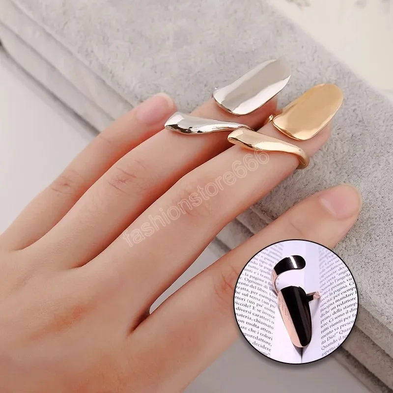 Moda unghie finte lega anelli di barretta di metallo donne anello gioielli fresco punta delle dita anello per unghie fascino ornamento del partito
