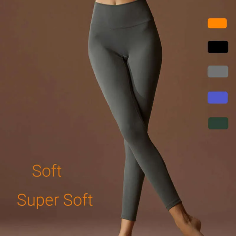 Super Soft Leggings Esporte Yoga Calças Mulheres Personalizado Treino Lingins Roupas Run Ginásio Sportswear Nude Sentir Legging 210929