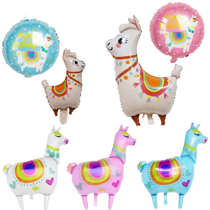 Palloncino in alluminio a elio per bambini, palla gonfiabile, motivo animale Alpaca in cartone animato 4D, bella fiamma, festa di compleanno