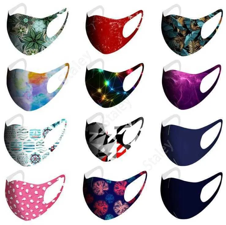 40 Designs 3D Ice Soie Coton Masque Respirant Bouche Couverture Anti-poussière Pollution Protéger Fleur Tissu Sport En Plein Air Partie Masque DAS210