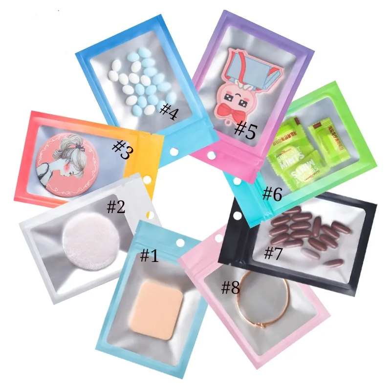 Wholesale Colorful Transparent Zip Lock Packaging Bags For Earring & Jewelry Mylar Foil Pouches