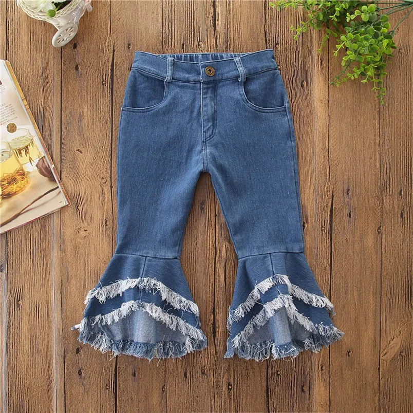 Crianças Crianças Bebê Meninas Flare Calças Denim Tassel Roupas Jeans  Calças Kawaii Jeans Para Meninas Conjunto Infantil Hnly24 De $83,11