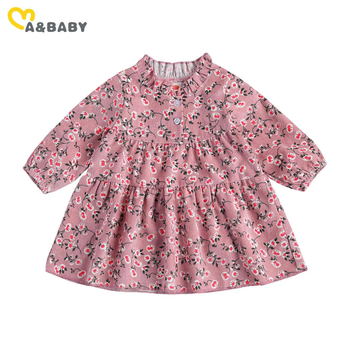0- 3-летний весна осень, рожденный малыш младенцем девочка платье старинные цветочные печать ведуровые платья с длинным рукавом 210515