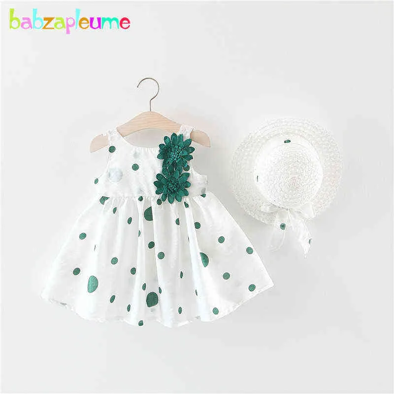 2Piece Summer Set Newborn Clothes For Baby Girl Dress Cute Bow Princess Sleeveless Cotton Infant Birthday Dresses+Sun Hat BC1864 G1129