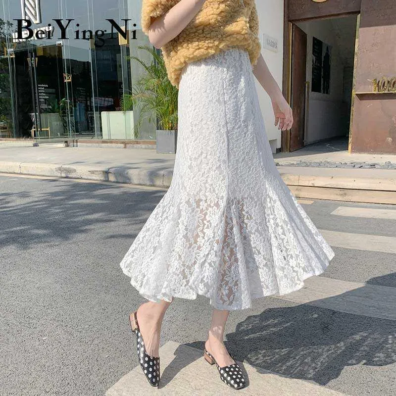 Vintage Lace Mermaid crochet skirt with High Waist and