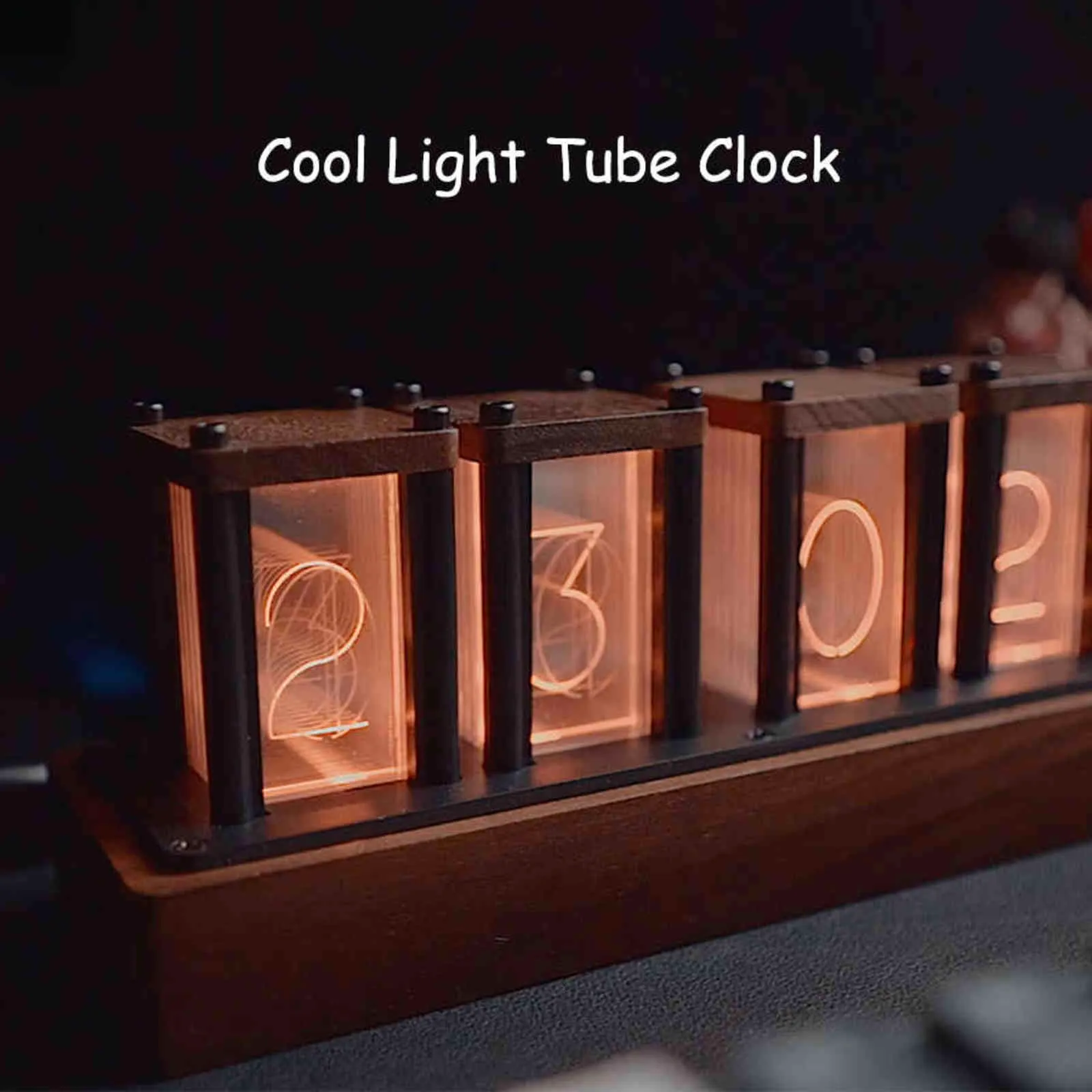Vintage Glow Tube Clock - LED Tube Lumineux Horloge Retro RGB Pseudo Diy Ornements De Bureau Affichage Numérique Créatif pour Fille Cadeau 211112