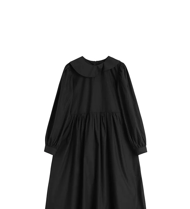 black peter pan collar dress long sleeve Girls Long Sleeve Dress Casual Vintage Peter Pan Collar Dress Black 8-9  Years