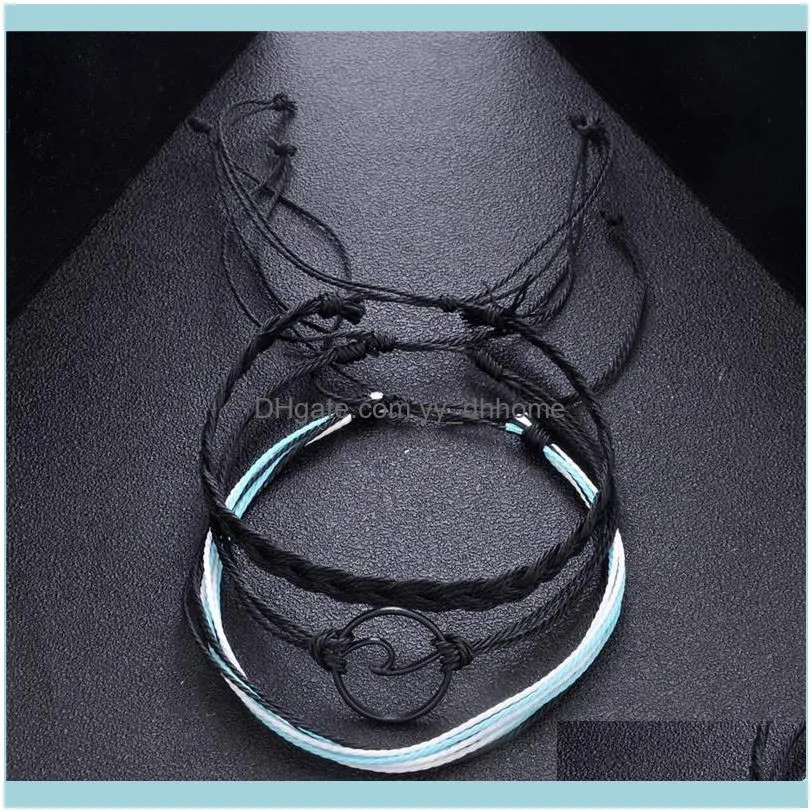 Link, Chain Vagzeb Vintage Multilayer Wave Bracelets Set For Woman Fashion Weave Rope Charm Bracelet Bangles Adjustable Girls Gift
