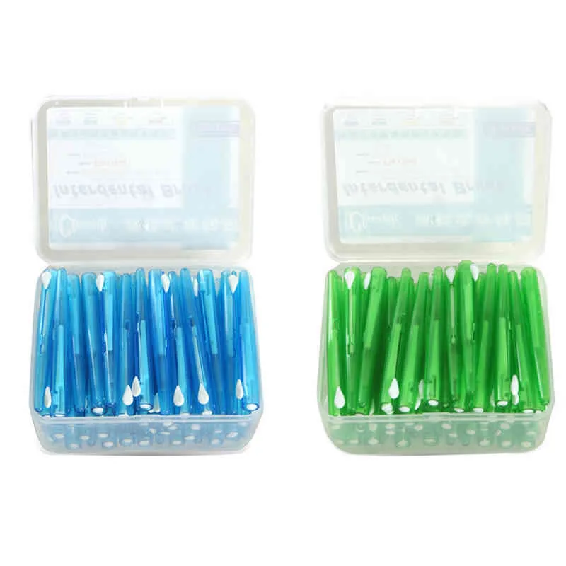 60 pcs push-pule escova interdental 0,7 mm dental dental pega limpadores interdentais fio ortodôntico dentes de dentes escova de dentes oral