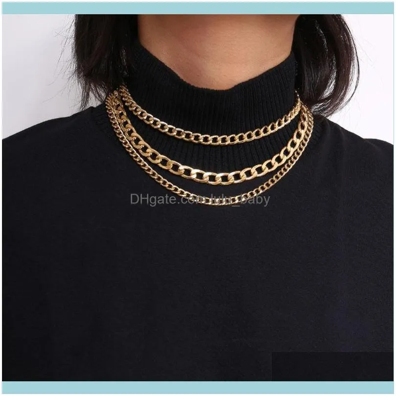 Chains WANGLUFEI Big  Gold Curb Link Chain Necklace For Women Layered Chunky Cuban Thick Hip Hop Punk Jewelry Gifts