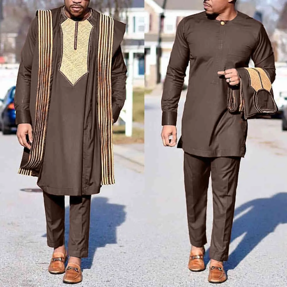 African Agbada Suit For Men Embroidered Arab Robe Dashiki Cover Shirt And Pants Set Boubou Africain Homme Musulman Ensembles 210408 From Lu02 103.27 DHgate.Com
