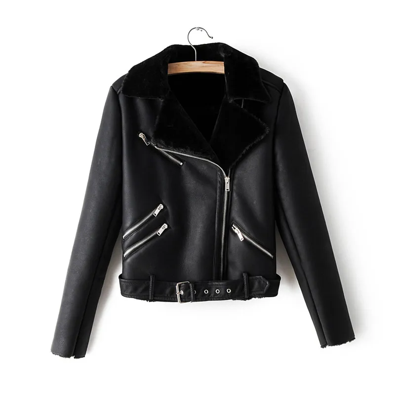 Faux Fur & Leather Moto Jacket: Chic Womens Slim Fit Biker