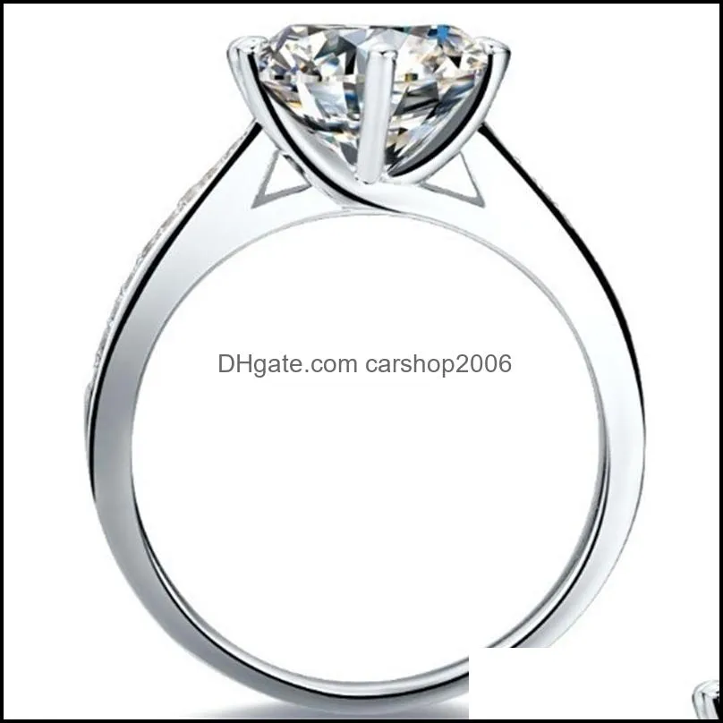 Brilliant 1CT Test Real Moissanite Diamond Engagement Ring Solid 18k White Gold Wedding Anniversary Ring