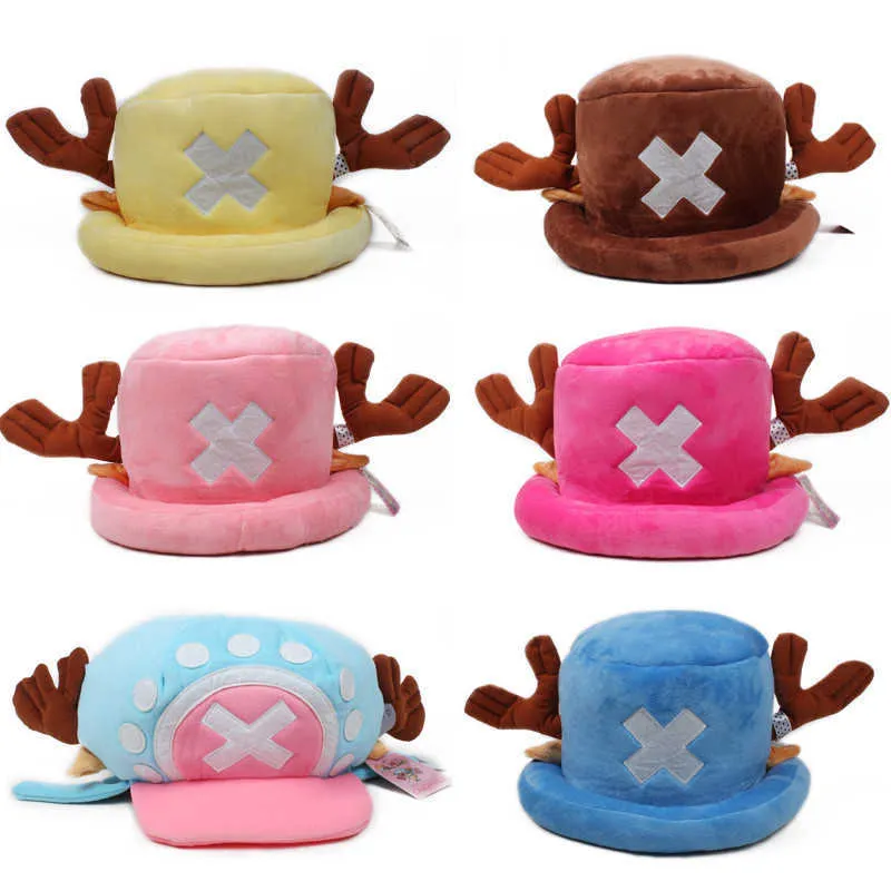 Japansk anime kawaii en bit plysch leksaker cosplay tony chopper plysch bomull hatt varm vinter hatt tecknad mössa för barn gåva g0913