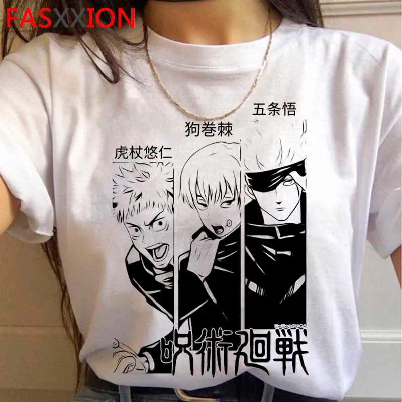 Jujutsu Kaisen Tep Tee Teers T рубашка Мужчины Harajuku Kawaii Tumblr Эстетическая старинная футболка белая футболка Tumblr X0621