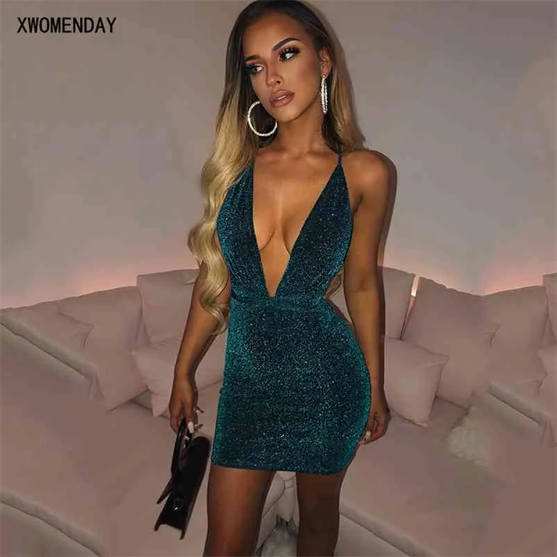 Sexy Dress Backless Black Sleeveless Sequin Glitter Mini Short Dresses For Women Party Night Club Robe Fashion Clothes 210409