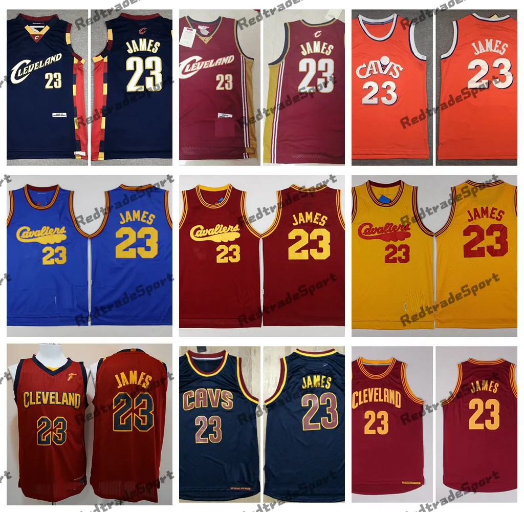 Mens NCAA 2003 Vintage Basketball Jerseys LeBron 23 James Rookie Blue Red 2014 Yellow Stitched Shirts