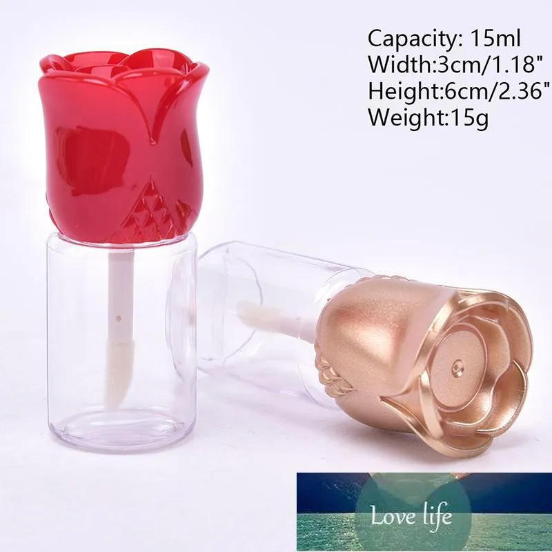 1pcs 15ml Rose Flower Shaped Cap Tom Lip Gloss Tubes Transparent DIY Lip Bottle Containers Refillerbar Flaska Fabrikspris Expert Design Kvalitet Senaste Style