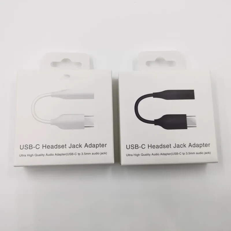 Typ-C USB-C Man till 3,5 mm hörlurar Kabeladapter AUX Audio Kvinna Jack för Samsung Not 10 20 Plus 2021