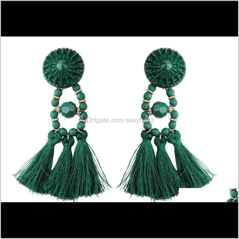 fashion earrings long women`s black crystal bohemian tassel earrings temperament earrings