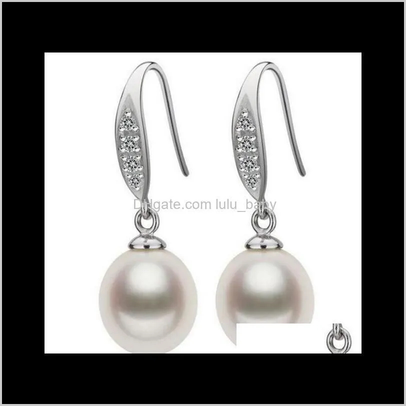 10-11mm white rice type tahitan pearl earring 925 silver accessories