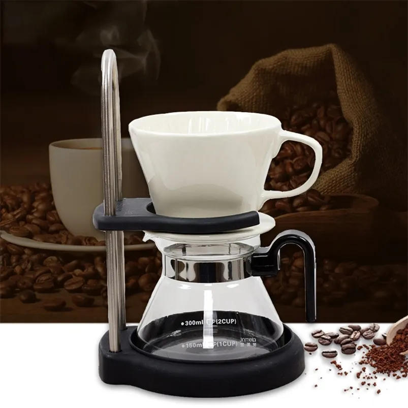 V60 Ceramics Filter Pot Coffee Dripper Set Kettle Teapot Espresso Percolator Kitchen Barista Tools Tea 210423