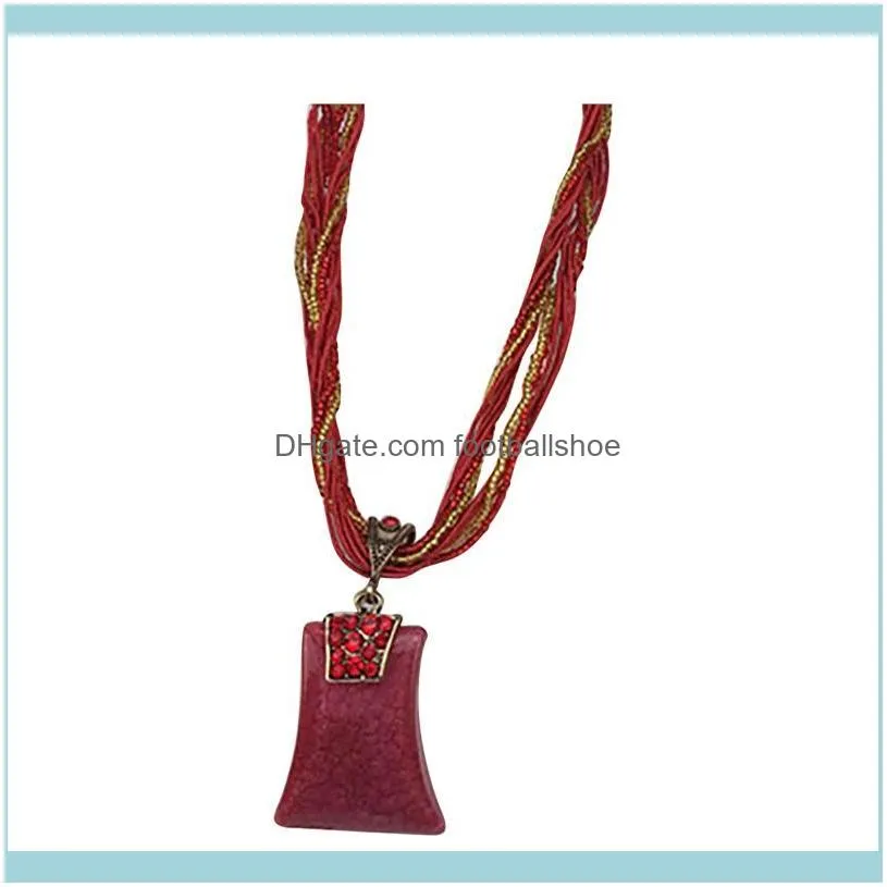 Necklace For Women Korean Style Gifts Bohemian Womens Rhinestone Geometric Type Pendant Statement Naszyjnik#G Chains