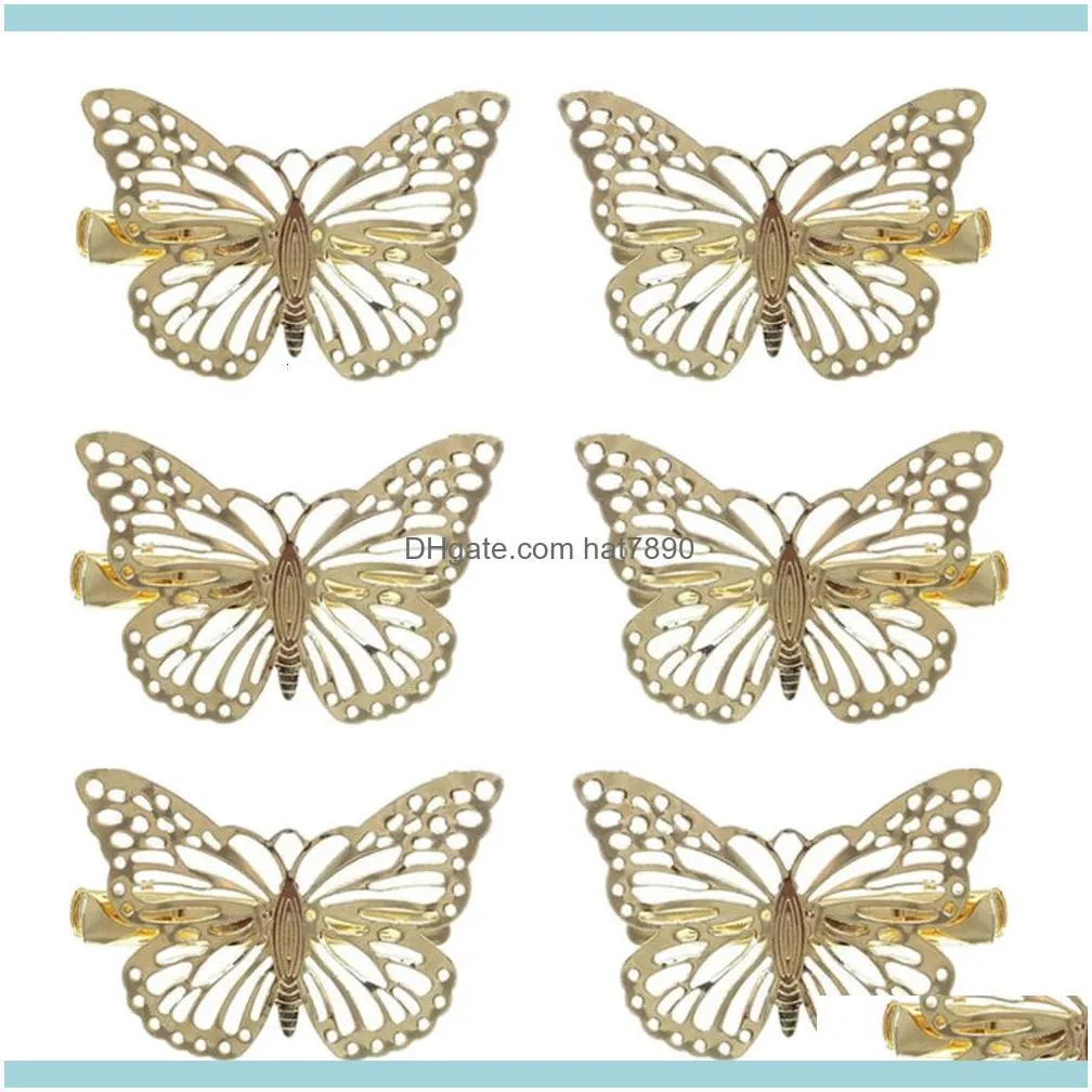 Rubber Bands Jewelry5Pcs Hair Jewelry Aessories Girls Headwear Metal Butterflies Grips Clips Barrette Clamps For Pins Drop Delivery 2021 Cwn