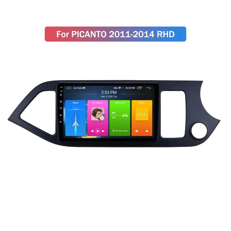 Android 2din Car DVD-spelare Radio GPS-navigering för Kia Picanto 2011-2014 Rhd