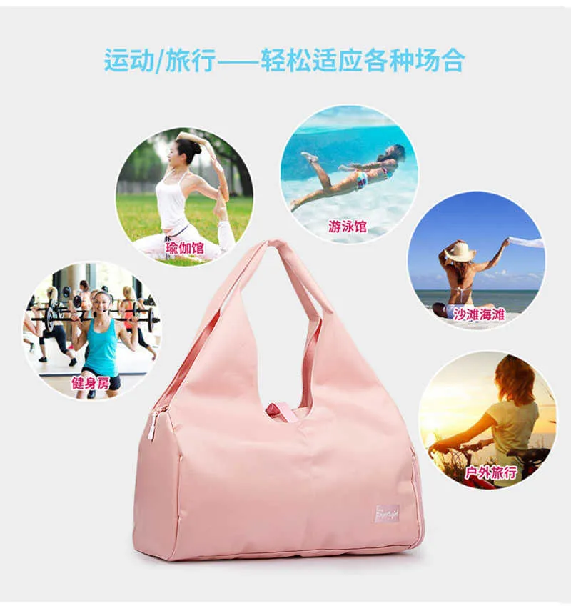 Nylon Women Men Travel Sports Gym Shoulder Bag Large Waterproof Nylon Handbags Black Pink Color Outdoor Sport Bags 2019 New (30)