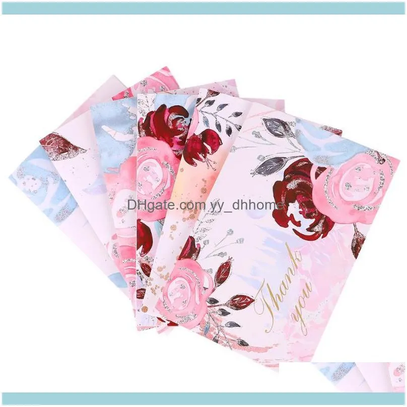 6 Sets Thank You Cards Graduation Thanking Cards Creative Flowers Design for Friends Teacher Students with Envelop (36pcs1