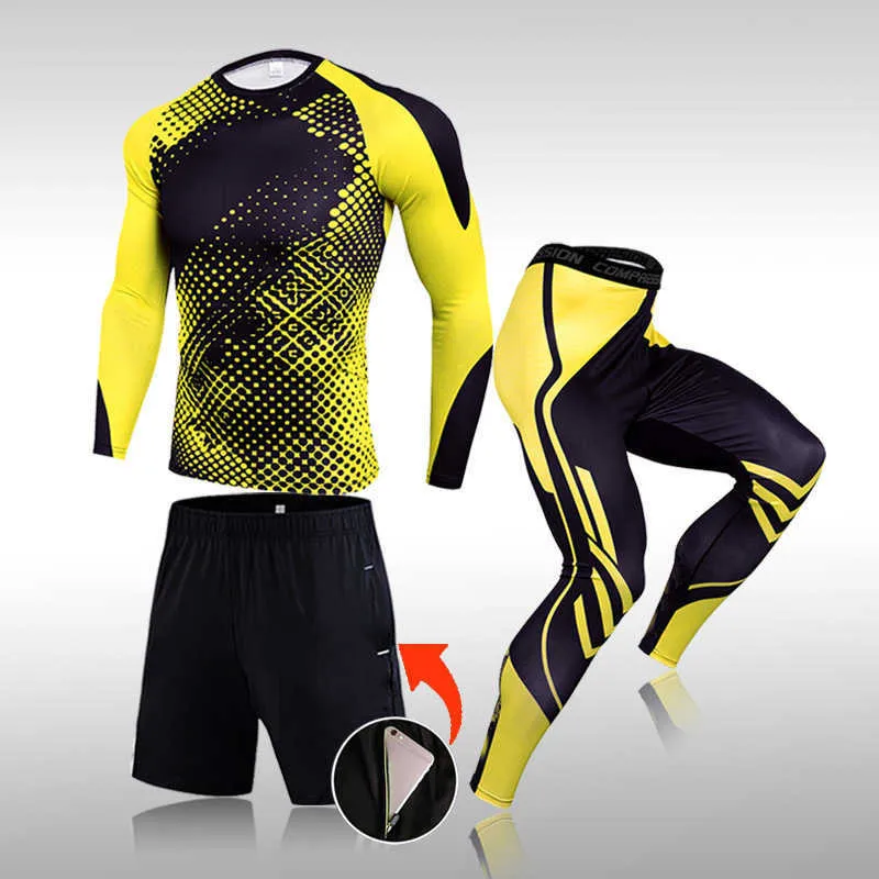 Set Mens Workout Sports Suit Gym Fitness Compression Clothes