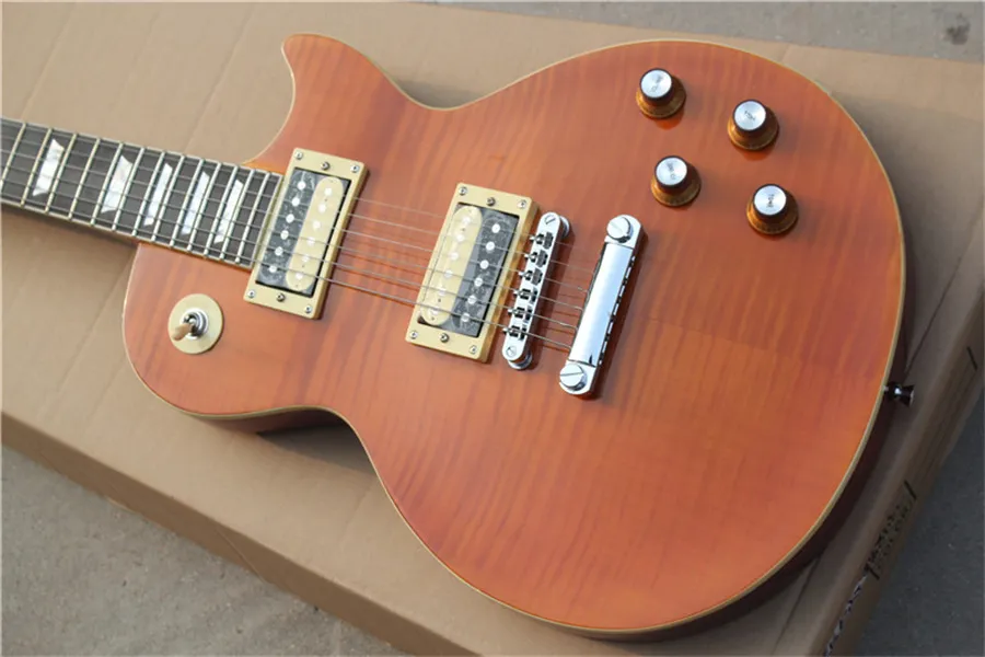 Standard Electric Guitar P90 Pickups Golden Color Mahogany Body Silver