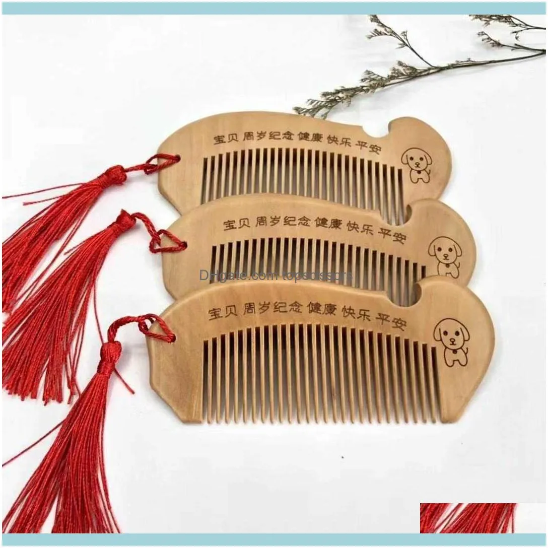 Care Styling Tools Hair ProductsHair Brushes Peach Portable Liten Wood with Tassel Classic Craft Comb Drop Delivery 2021 Ku4nn