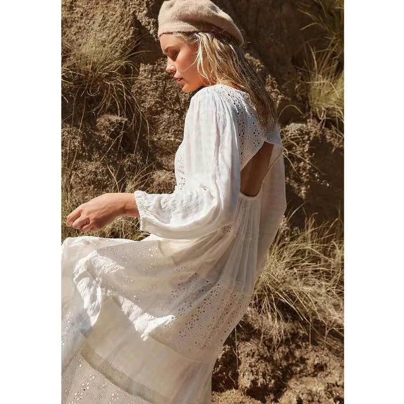 white christmas dresses The Linen Eyelet Maxi Dress main image 1